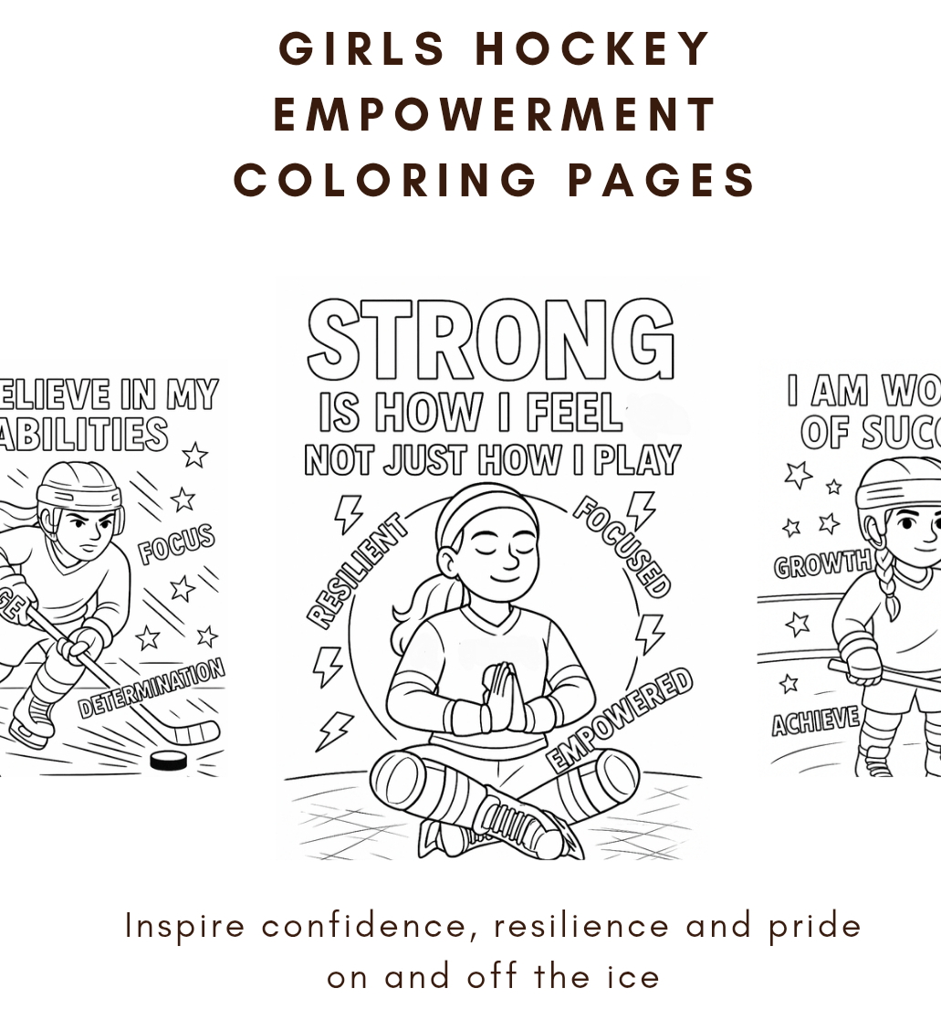 Girls Hockey Empowerment Coloring Pages (19 Page Digital Download)