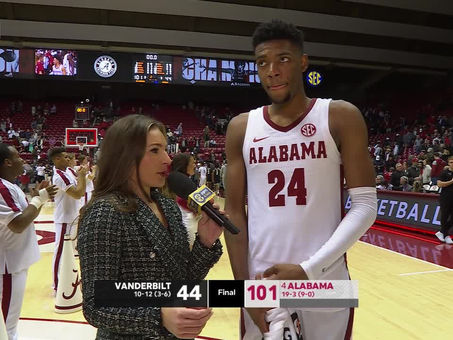 Alabama throttles Vanderbilt 101-44; rebounds from Saturday's poor showing against Oklahoma