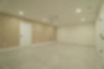 Empty room, tiled floor, recessed lights, new project