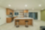 Modern kitchen project with island, light wood cabinets