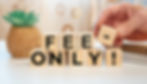 Building blocks with the words "fee-only!" written on them