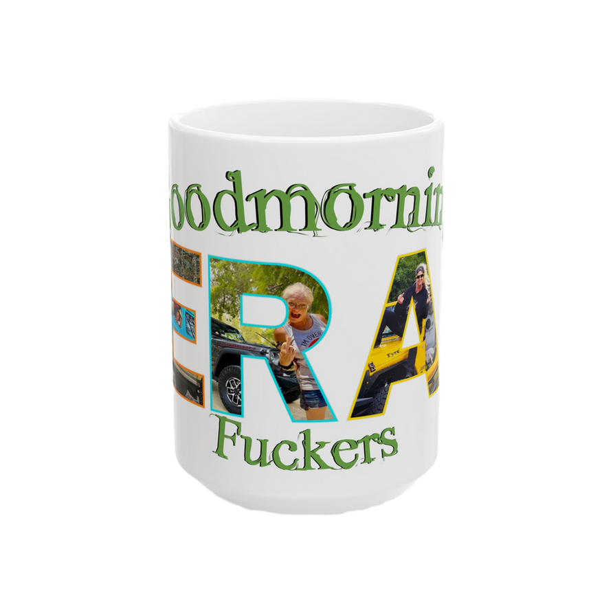 Ceramic Mug — "Good Morning, F*ckers" Bold Photo-Text Coffee Cup 15oz