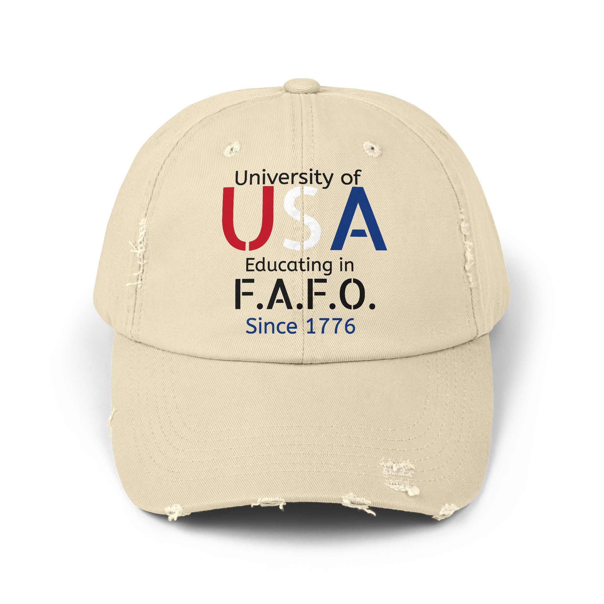University of USA – FAFO Since 1776 Distressed Cap – product view 1