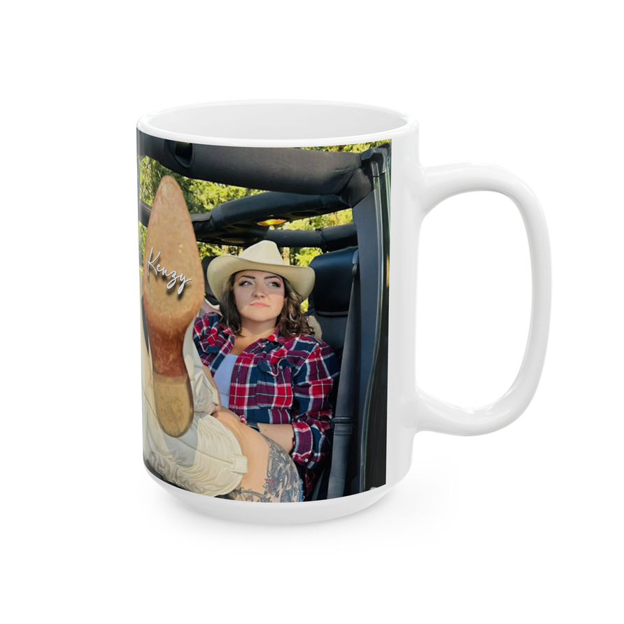 CUSTOM Designed Jeep Girl Tough Custom Photo Ceramic Mug (15oz)