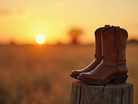 Tiny cowboy boots resting on a fence post, symbolizing a young life remembered