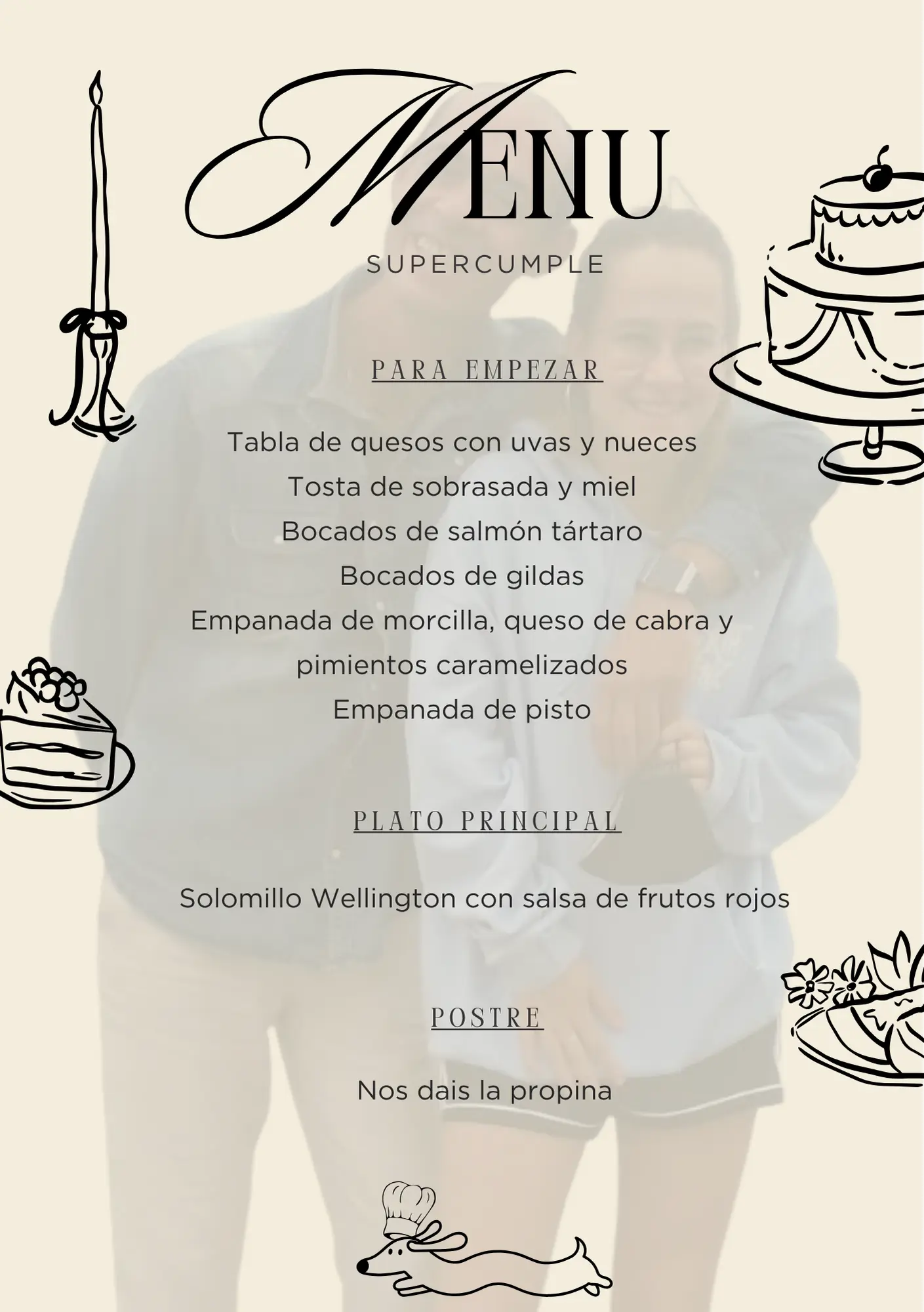 minuta de cumpleaños