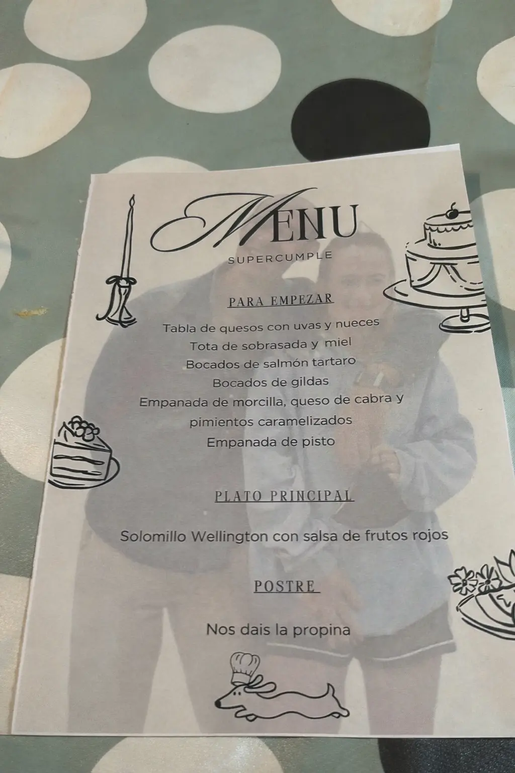 minuta de cumpleaños