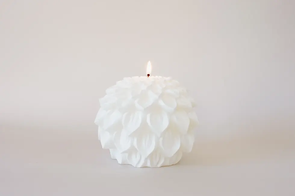 Miniature : Bougie décorative Dahlia 15cm Blanc Mat
