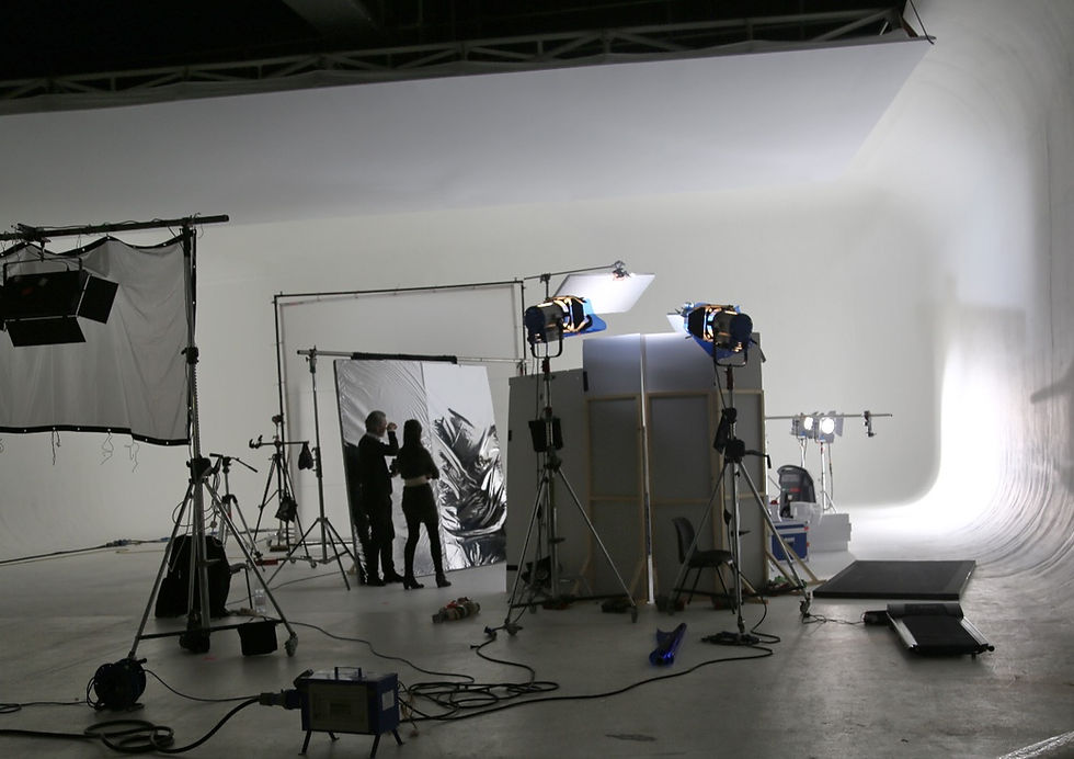 A photography studio ready for a photo shoot