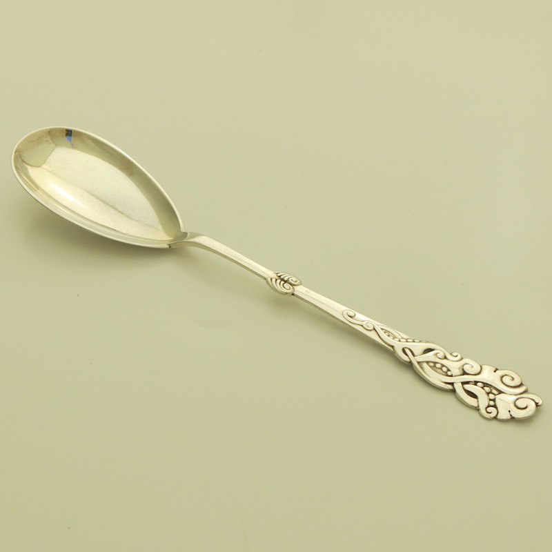 Antique Danish Sterling Silver Egg Greasy Serving Spoon Ladle Art