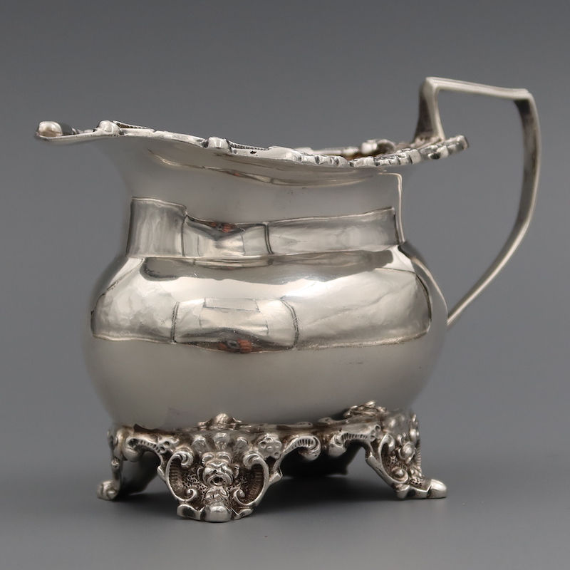 Antique English Sterling Silver Creamer Milk Pitcher Tea Coffee 1907 Birmingham William Aitken Edwardian 925 Rococo Lion