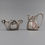 Thumbnail: Set of 2 pc Antique German 800 Partial Gilt Solid Silver Creamer Milk Pitcher Pot & Sugar Bowl Art Nouveau Cyclamen