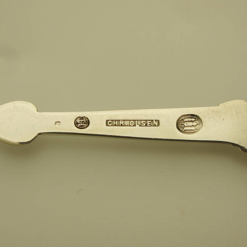 Antique Danish Sterling Silver Egg Greasy Serving Spoon Ladle Art