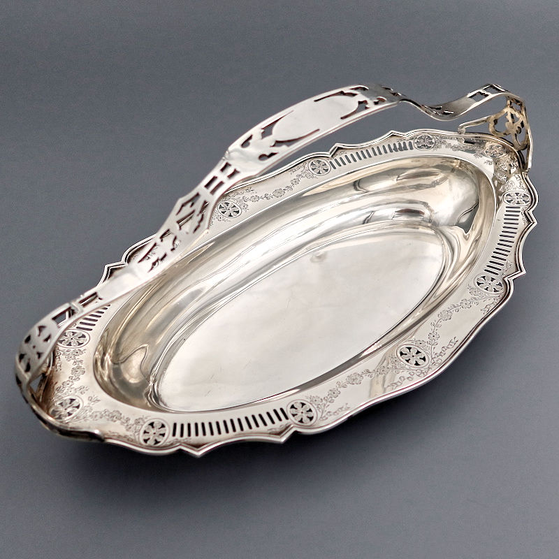 GORHAM 1916 Antique American Sterling Silver Fruit Bread Cake Bonbon Serving Basket Bowl 925