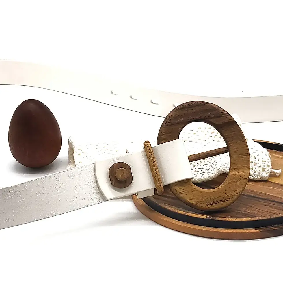 Miniatura: Luxury Women's Leather Wood Belt Fuji Happiness 308