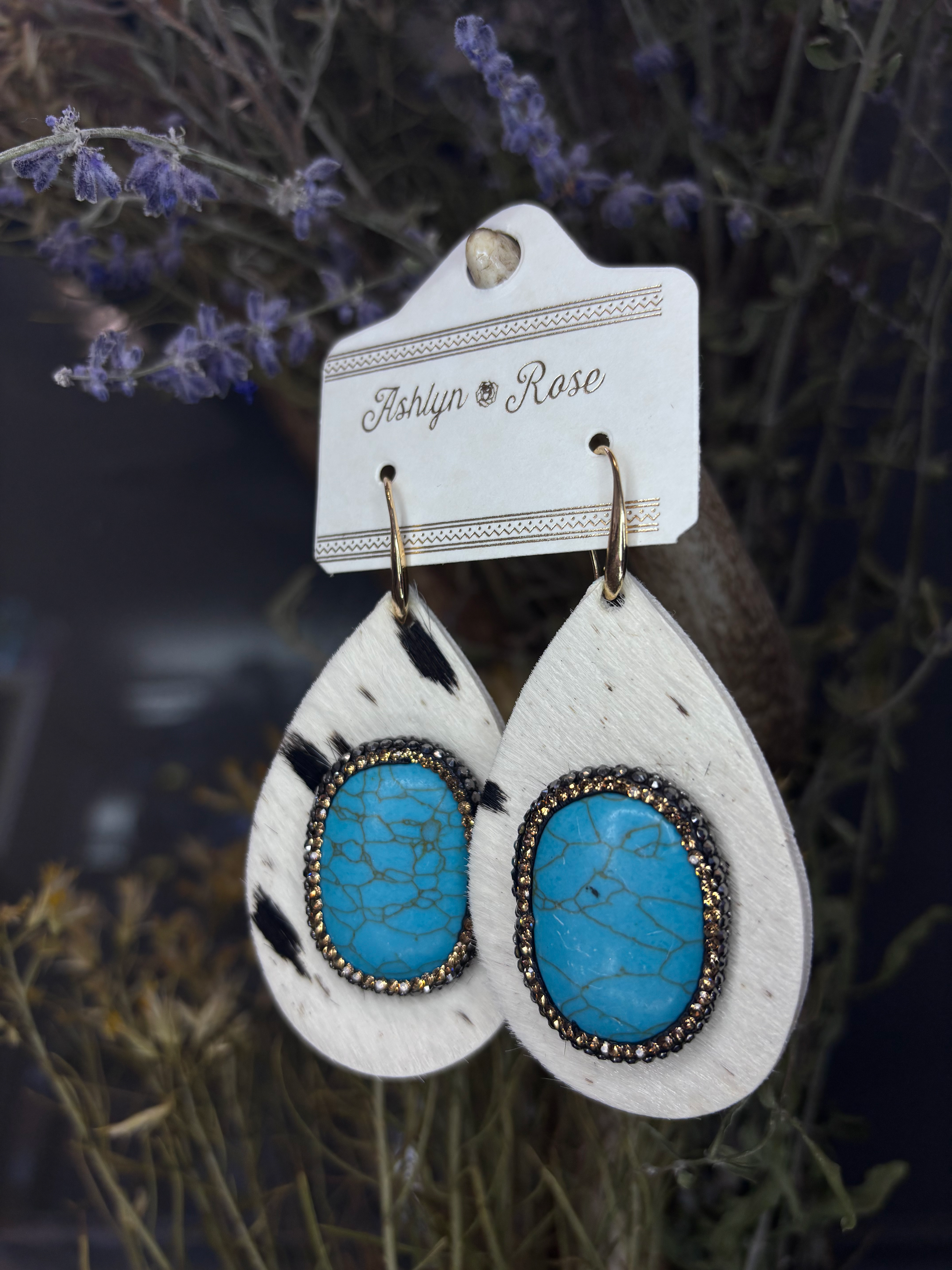 Turquoise Cow Print Earrings