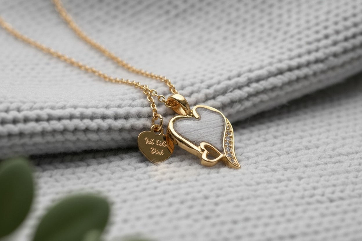 Tierhaarschmuck Halskette Frederik Vergoldet mit anhänger