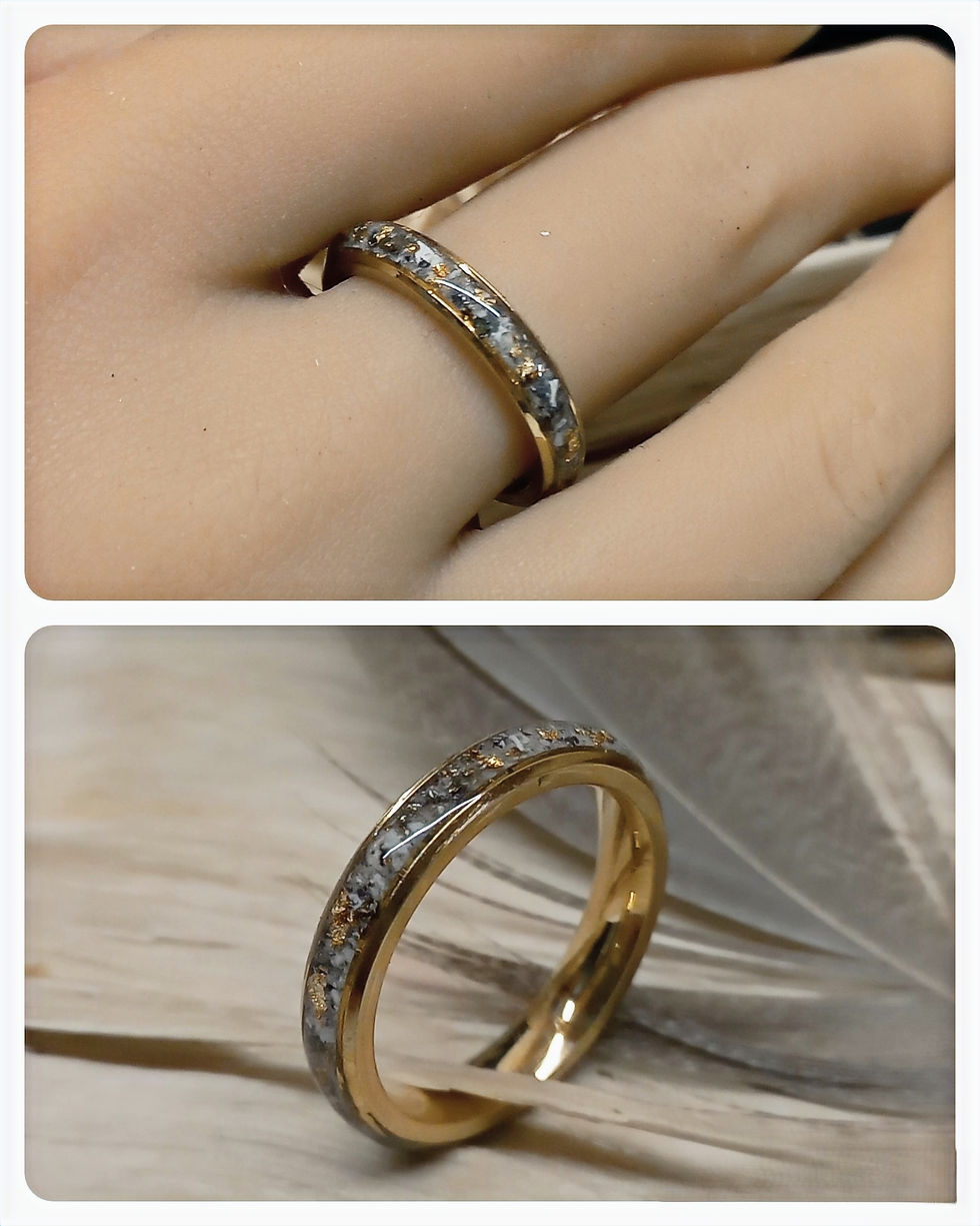 Tierhaarschmuck Fingerring Biber 4mm mit Asche und Gravur