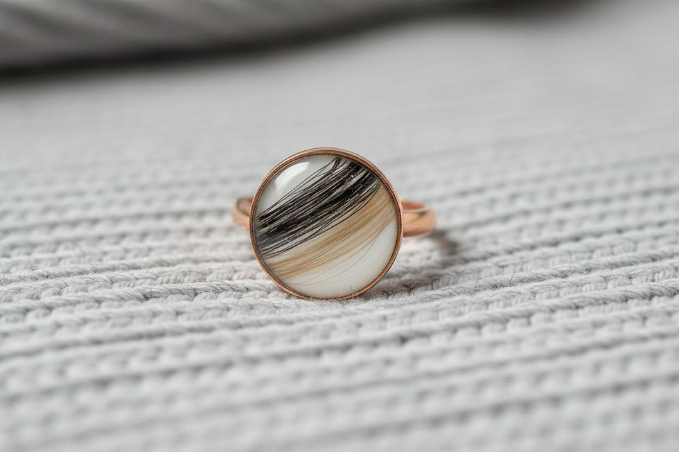 Tierhaarschmuck Fingerring Bär mit Fell und Blüten