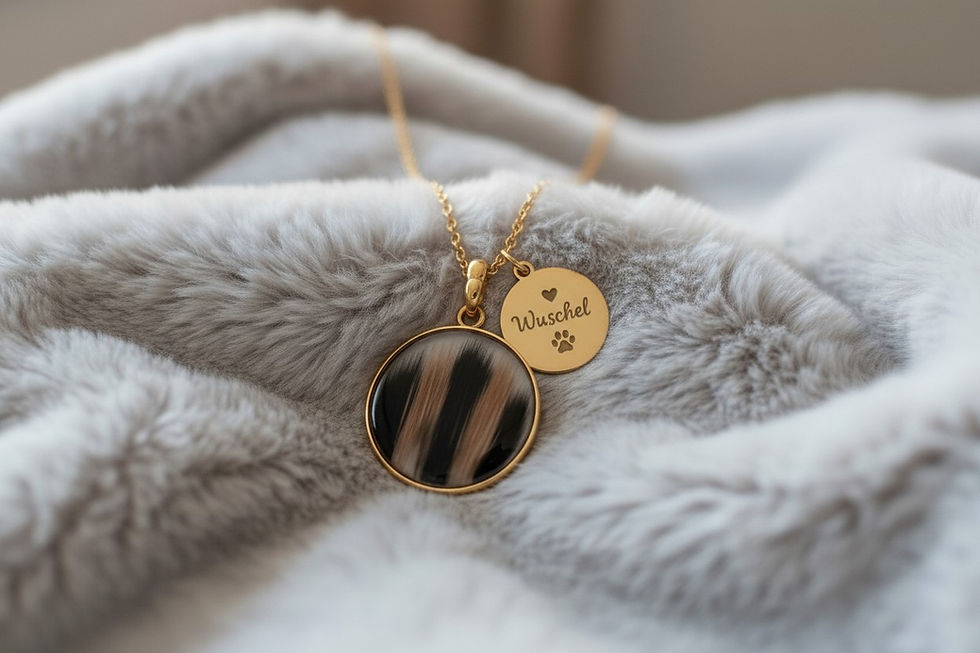Miniaturbild: Tierhaarschmuck medaillon mit Gravuren anhänger