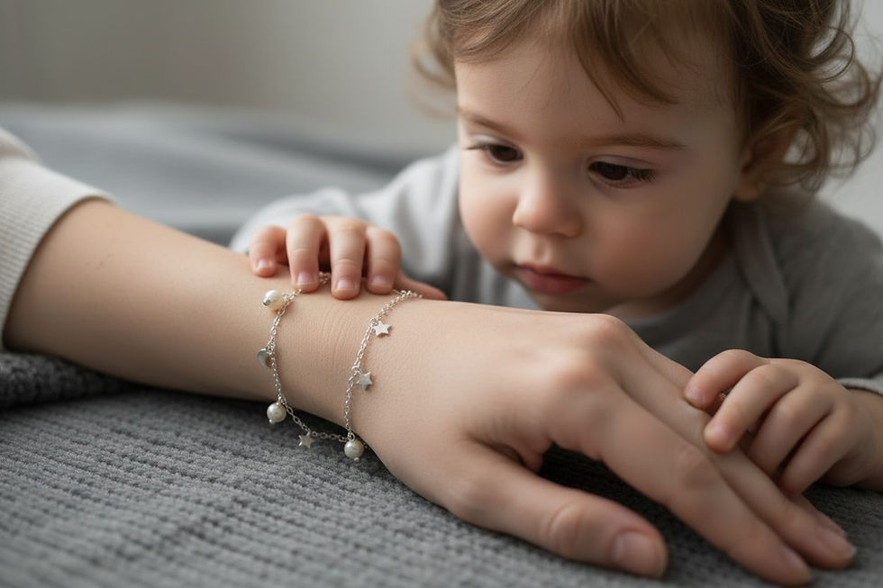 Miniaturbild: Muttermilchschmuck Armkette „Freneli“ – Mond & Stern, zart und voller Bedeutung