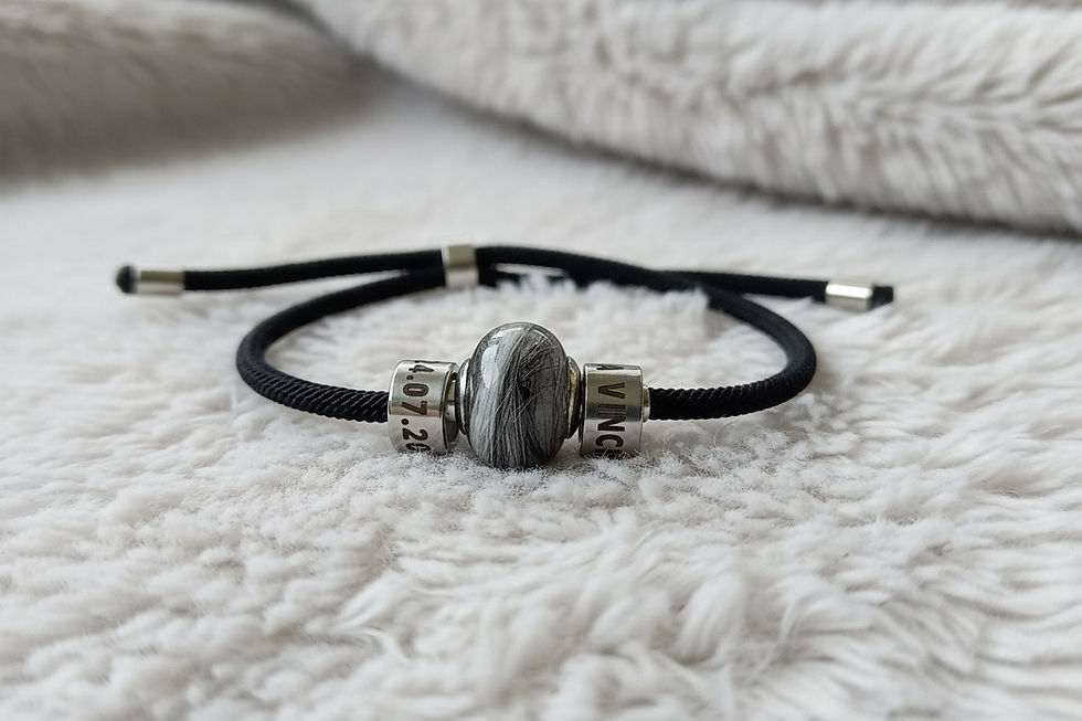 Tierhaarschmuck Armband Mina mit Fell/Asche Charm Perle 16mm