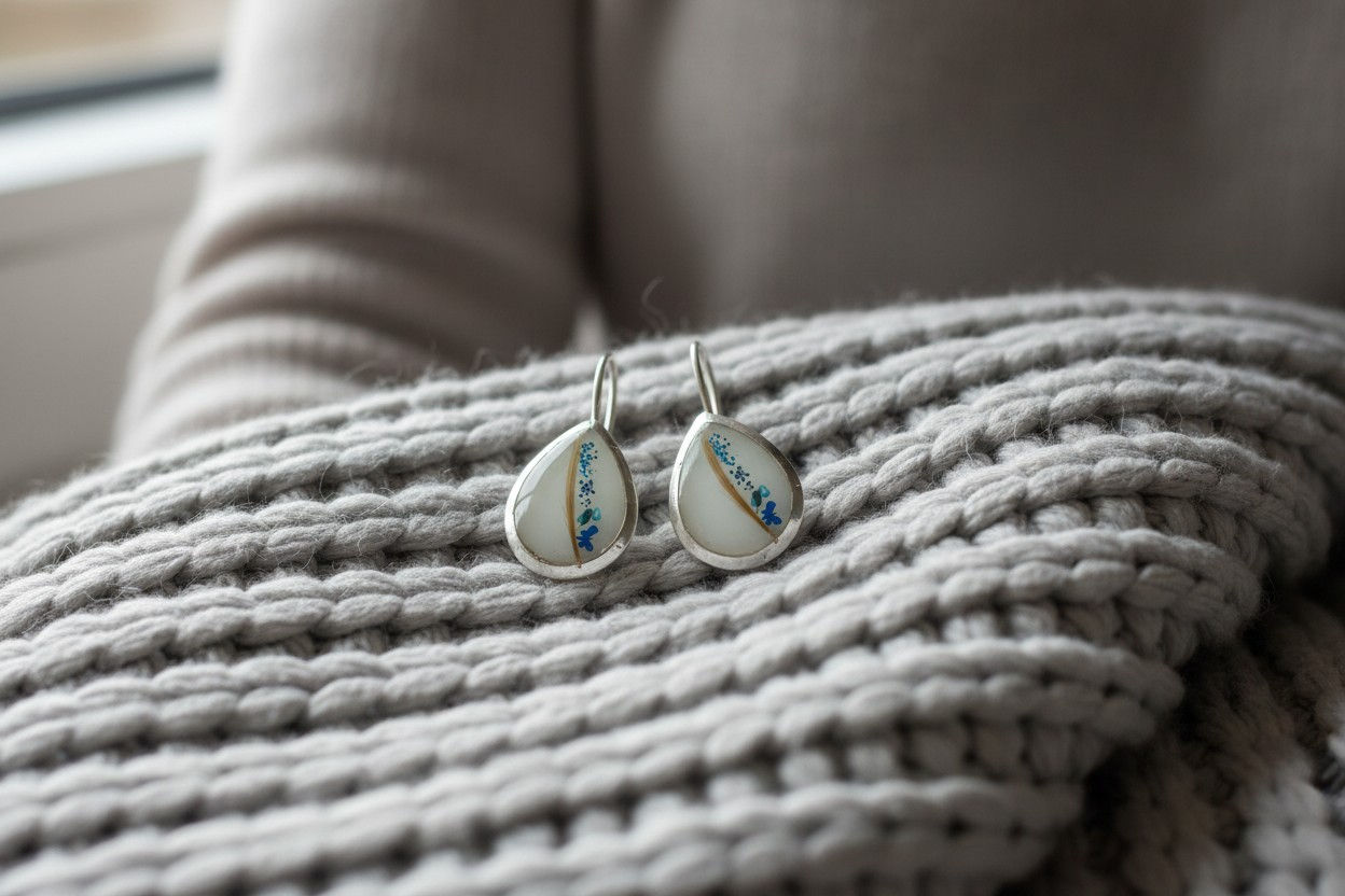 Tierhaarschmuck Ohrringe Monalisa mit Fell und Glitzer