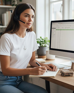 frau sitzt am PC | Muttermilchschmuck schweiz