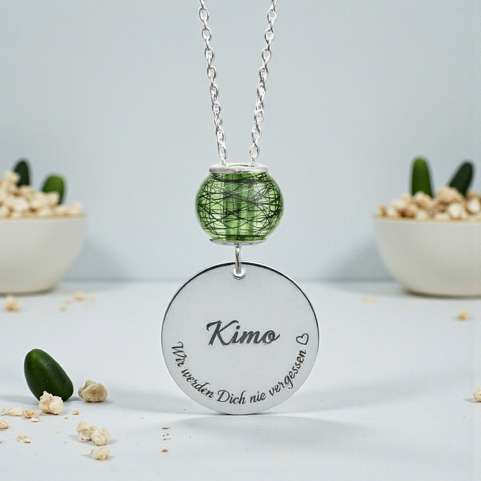 Tierhaarschmuck Halskette Gabriel mit einer Fell Charm Perle & Gravur