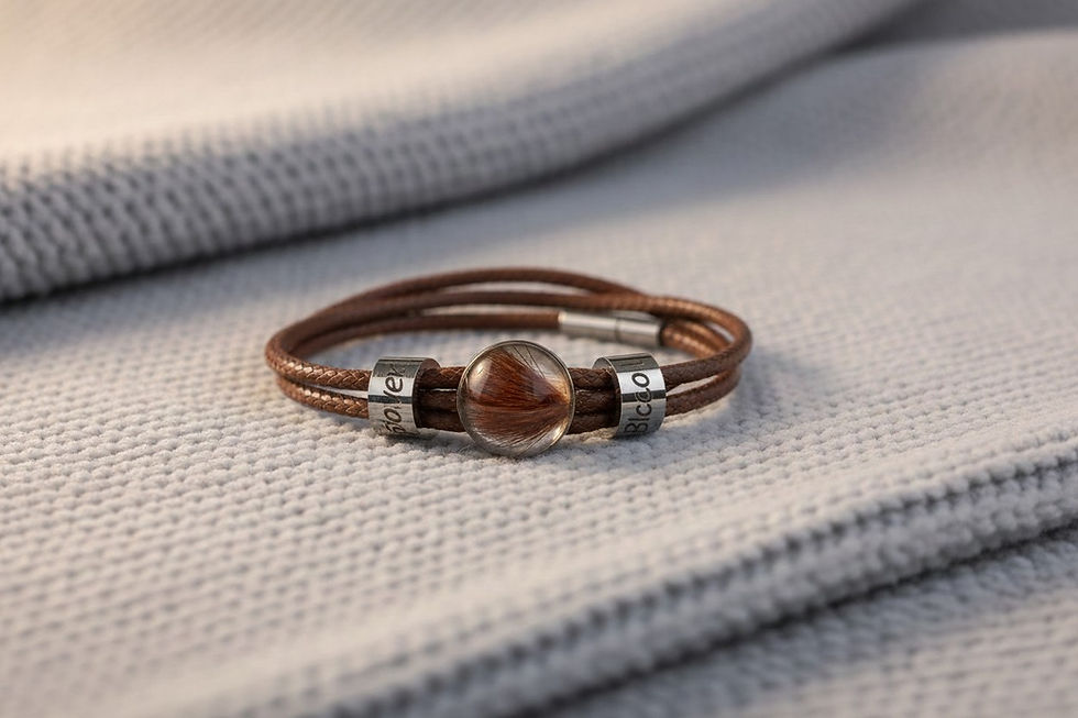 Tierhaarschmuck Armkette Goldi mit Cabochon 14mm