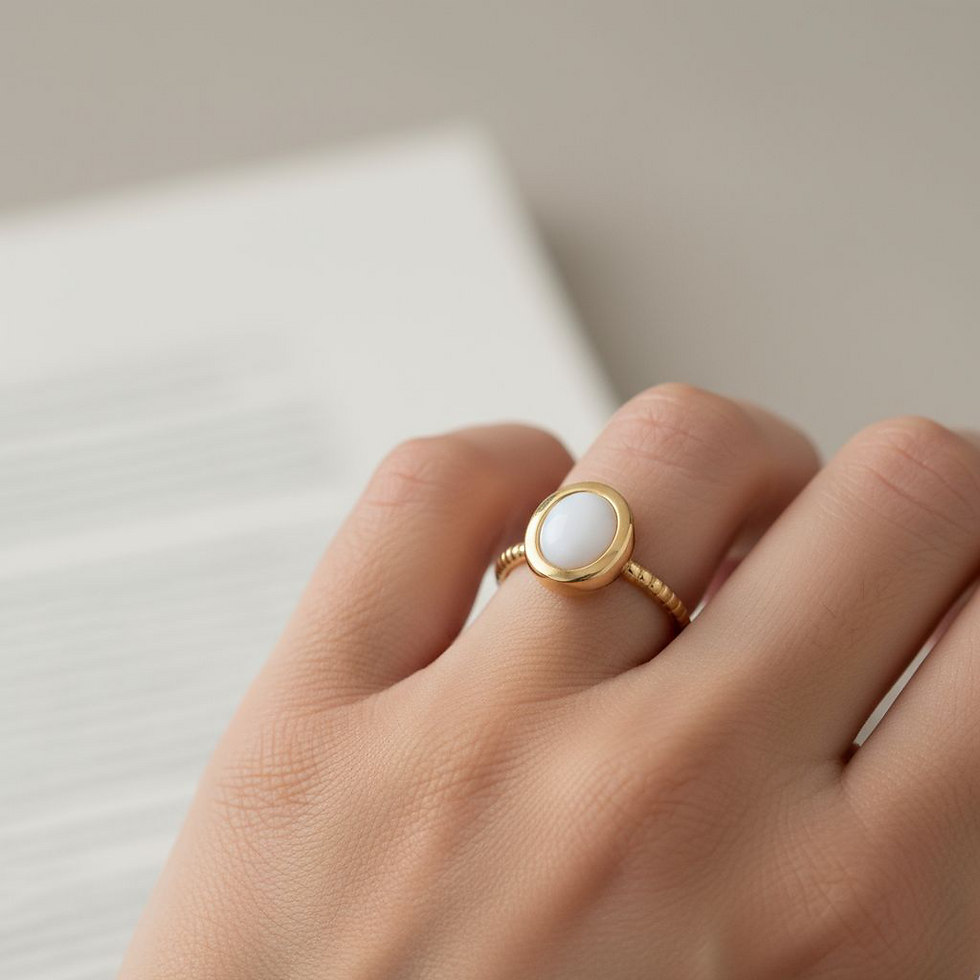 Miniaturbild: Muttermilchschmuck Fingerring Julia 5mm | Silber & vergoldet