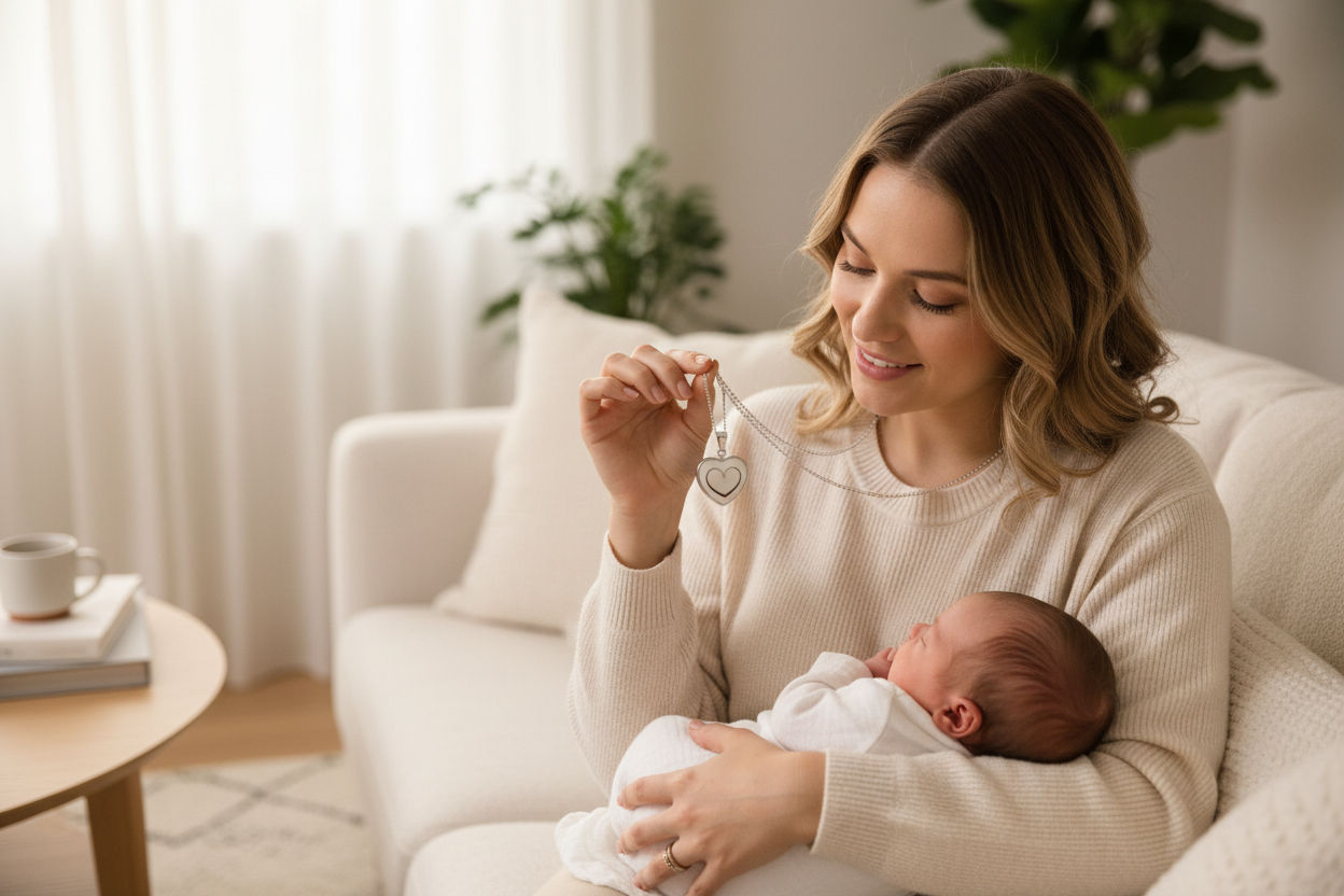 Muttermilchschmuck Halskette Leona 18mm mit Haar Herz