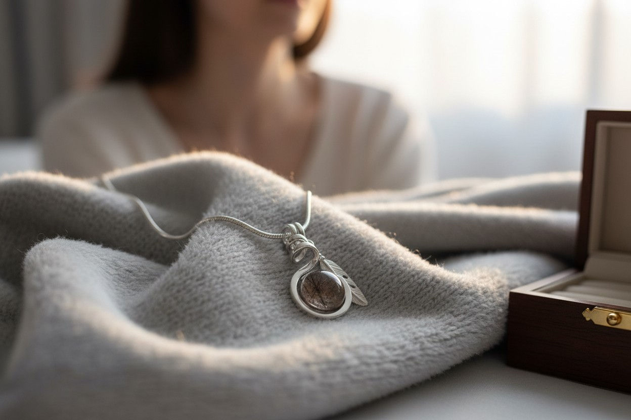 Die Tierhaarschmuck Halskette Charly mit Fell & Feder