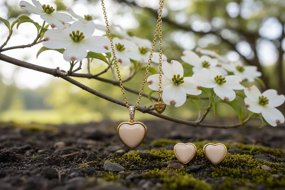 Muttermilchschmuck Herz Schmuck-Set mit Halskette und passenden Ohrsteckern aus Muttermilch