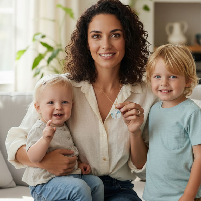 Muttermilchschmuck 925er Halskette Danilo mit Haar Blumen