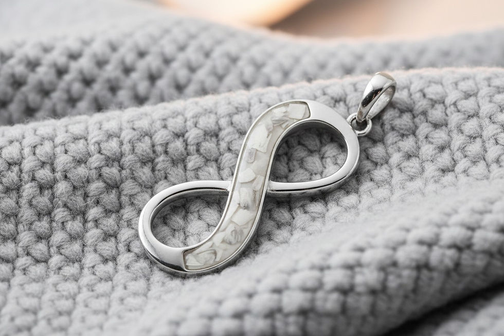 Tierhaarschmuck Halskette Unendlichkeitszeichen, Anhänger mit Asche