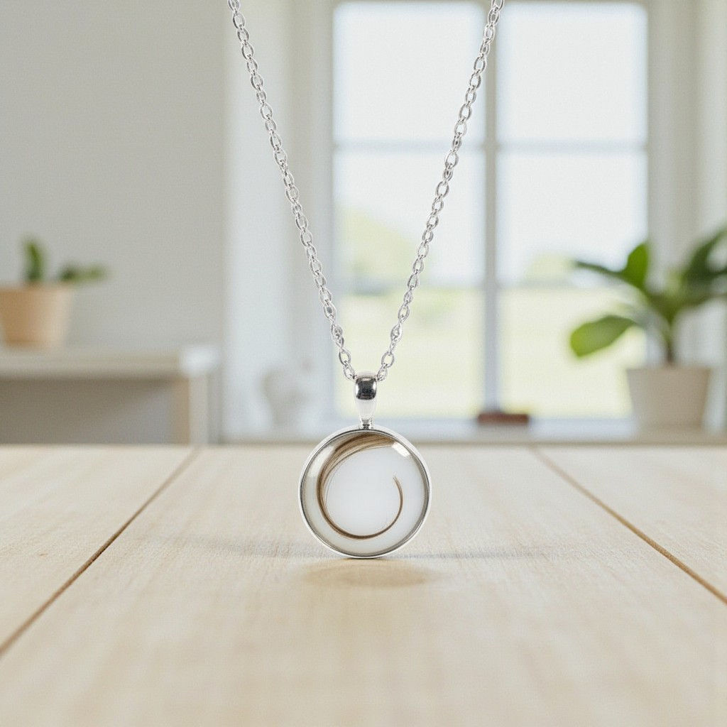 Muttermilchschmuck 925er Halskette Danilo mit Einarbeitung einer Haarlocke