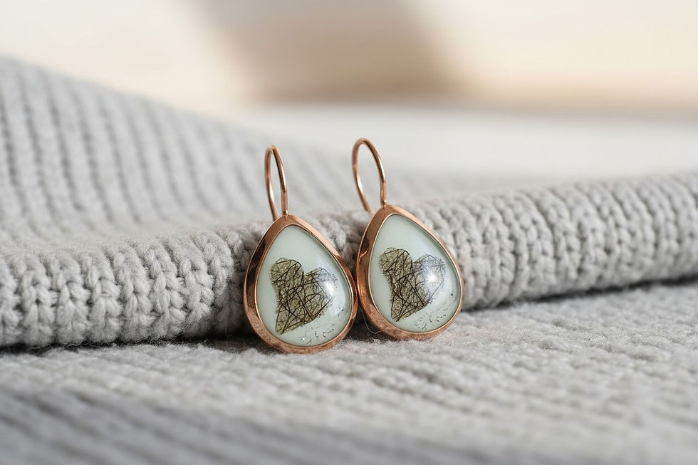 Tierhaarschmuck Ohrringe Monalisa mit einem ausgefüllten Fell Herz