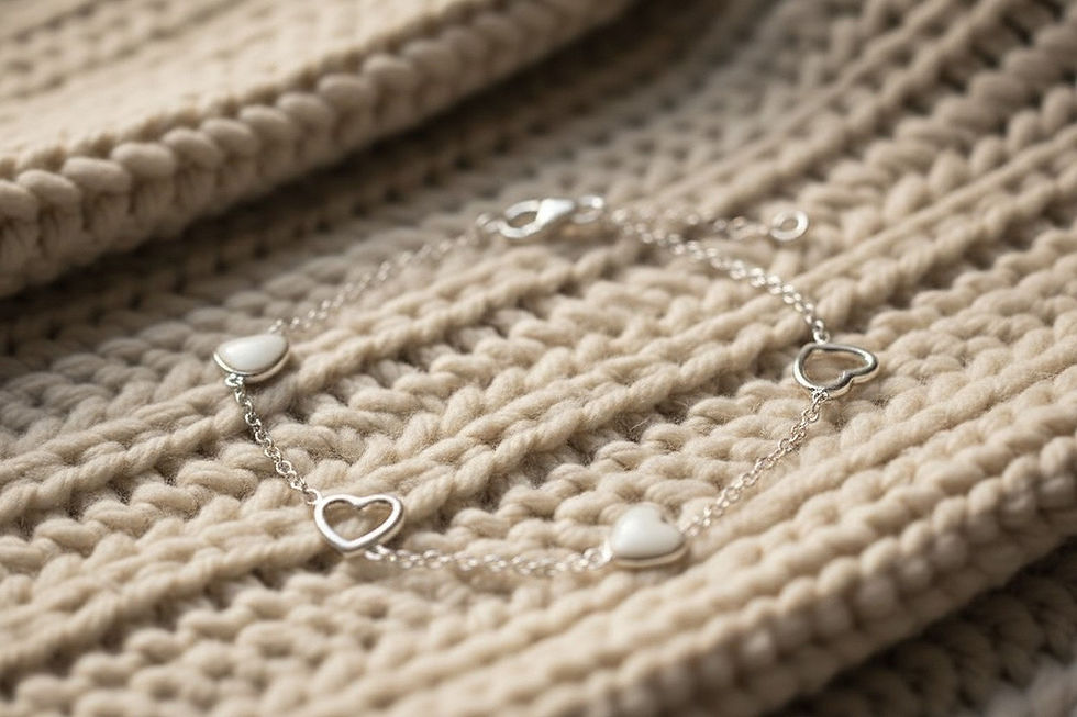 Muttermilchschmuck Armkette Valentina mit vier Muttermilch‑Herzchen aus 925 Silber, grössenverstellbar