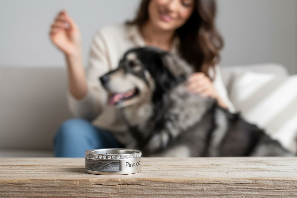 Tierhaarschmuck Fingerring Pferd mit Fell/ Gravur