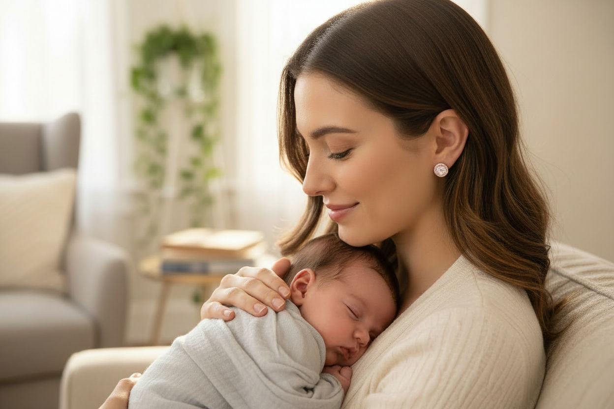 Muttermilchschmuck Ohrring "Manfred" 12mm mit Baby Haar Herz