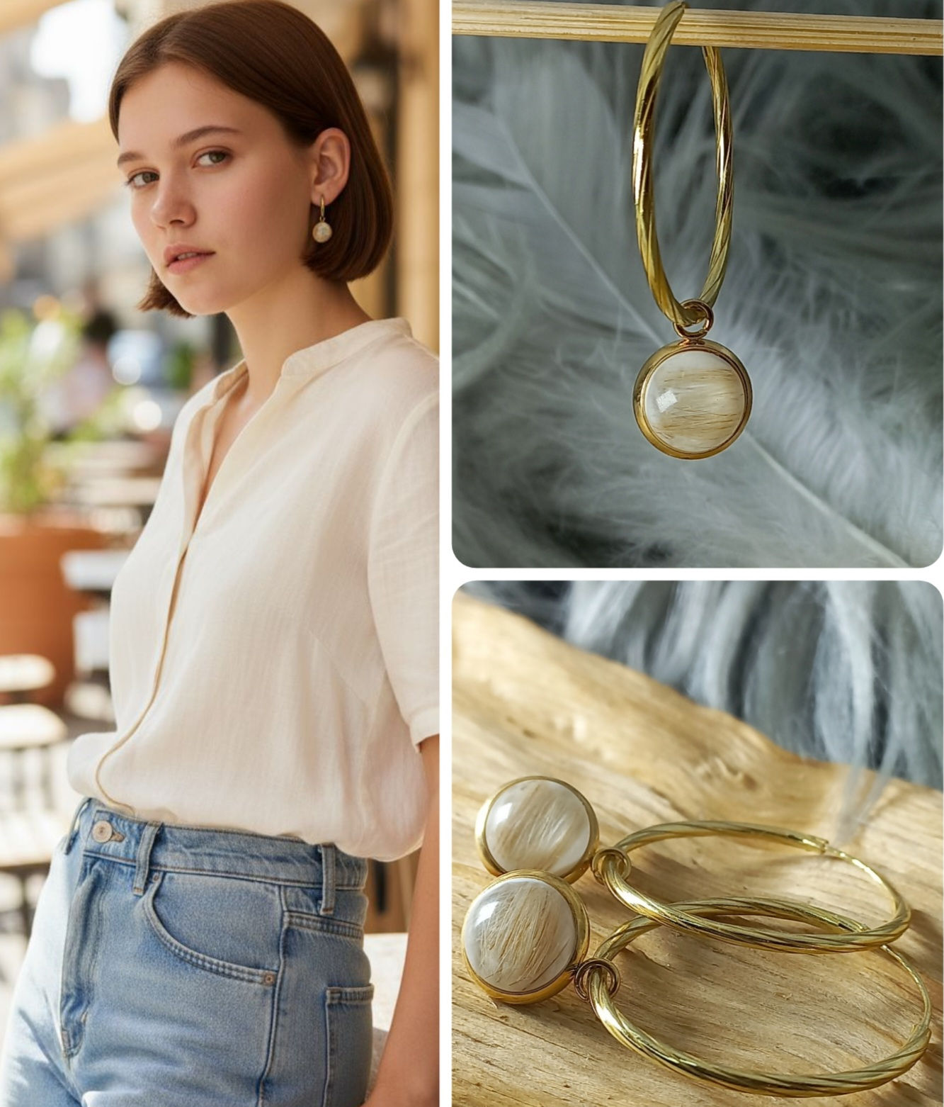 Tierhaarschmuck Ohrringe Elenora mit Fell Medaillon