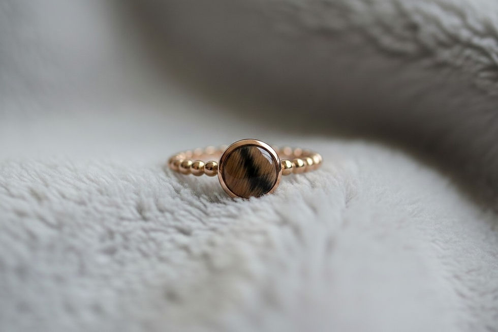 Tierhaarschmuck Fingerring „Maus“ (5 mm) mit Fell – Silber oder vergoldet