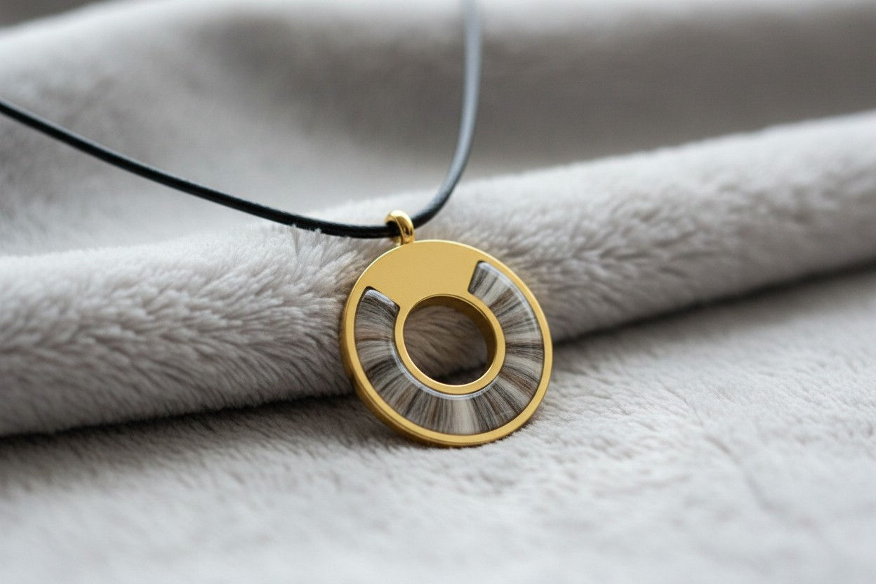 Tierhaarschmuck Halskette „Barny“ 29 mm matt/glanz – Fell oder Asche im Harz