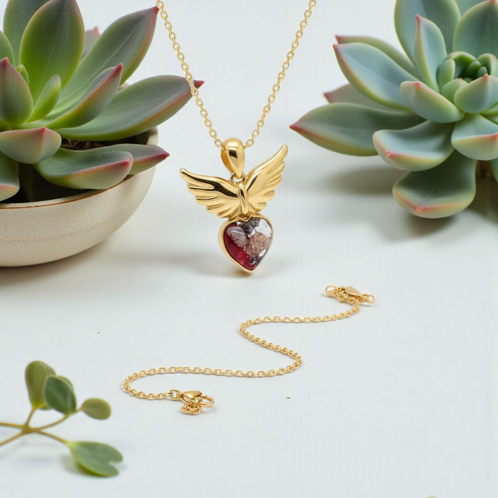 Tierhaarschmuck Halskette Herzflügel mit Asche