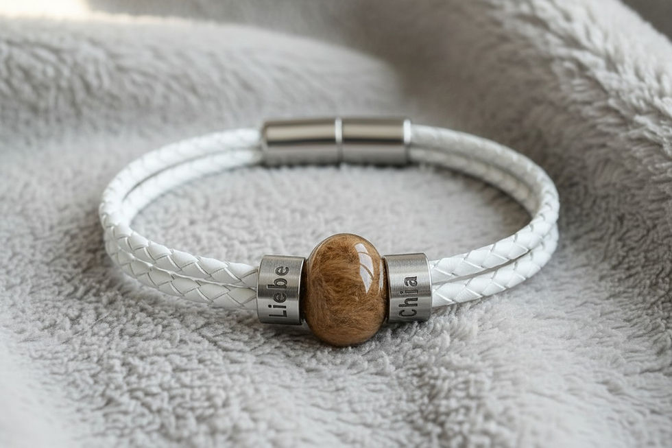 Tierhaarschmuck Armkette Goldi 16mm Charm Perle ohne Seitenteile