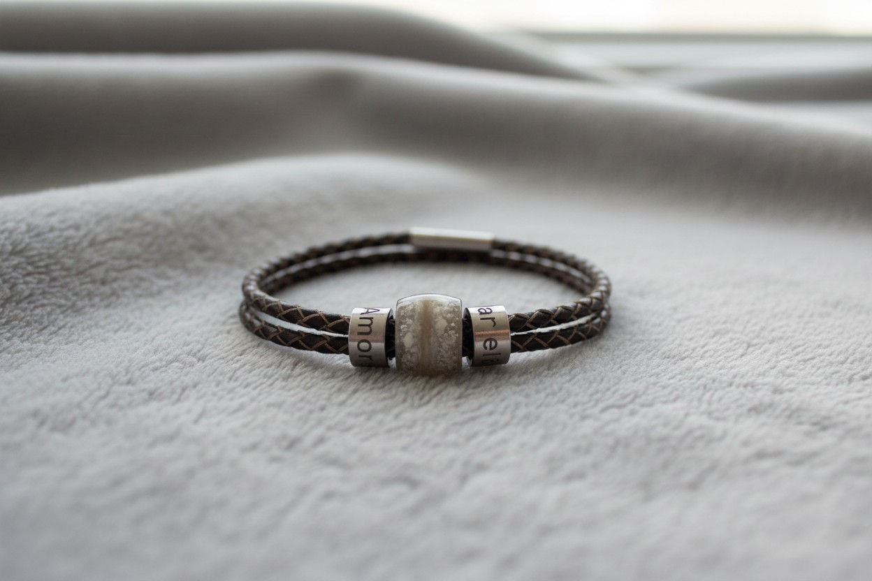 Tierhaarschmuck Armkette Goldi Flache Charm Perle 10x14mm