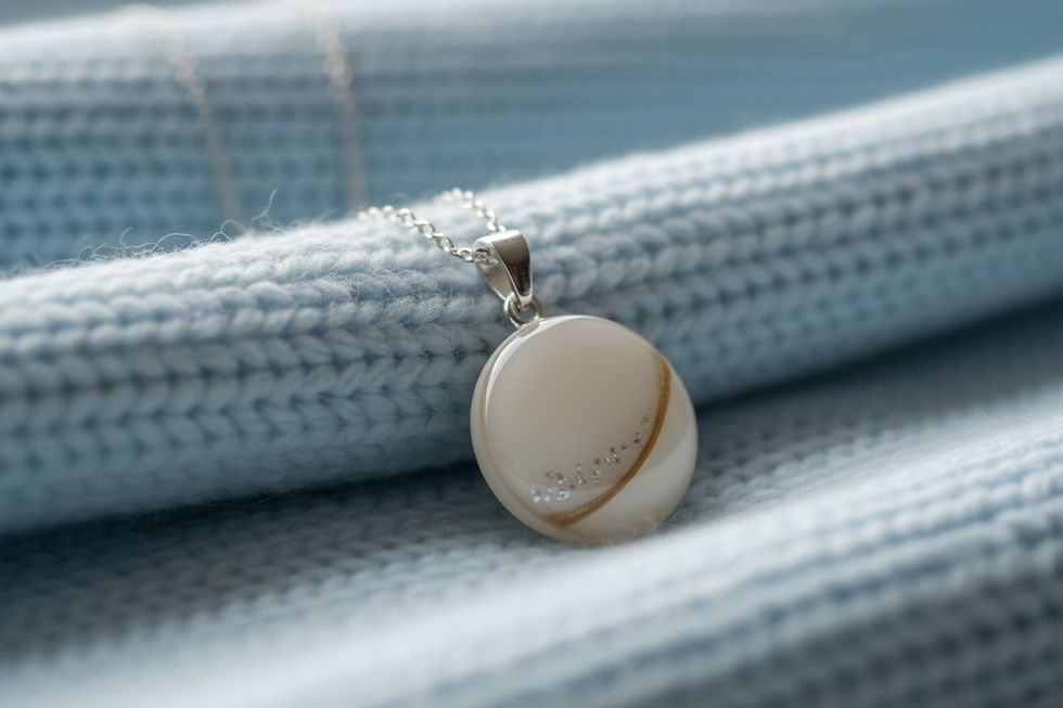 Miniaturbild: Muttermilchschmuck Halskette Danilo mit Baby Haarstreifen