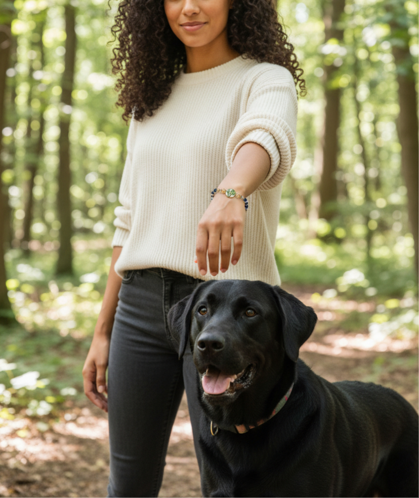 Tierhaarschmuck Armkette Perlenzauber mit Haarblüten