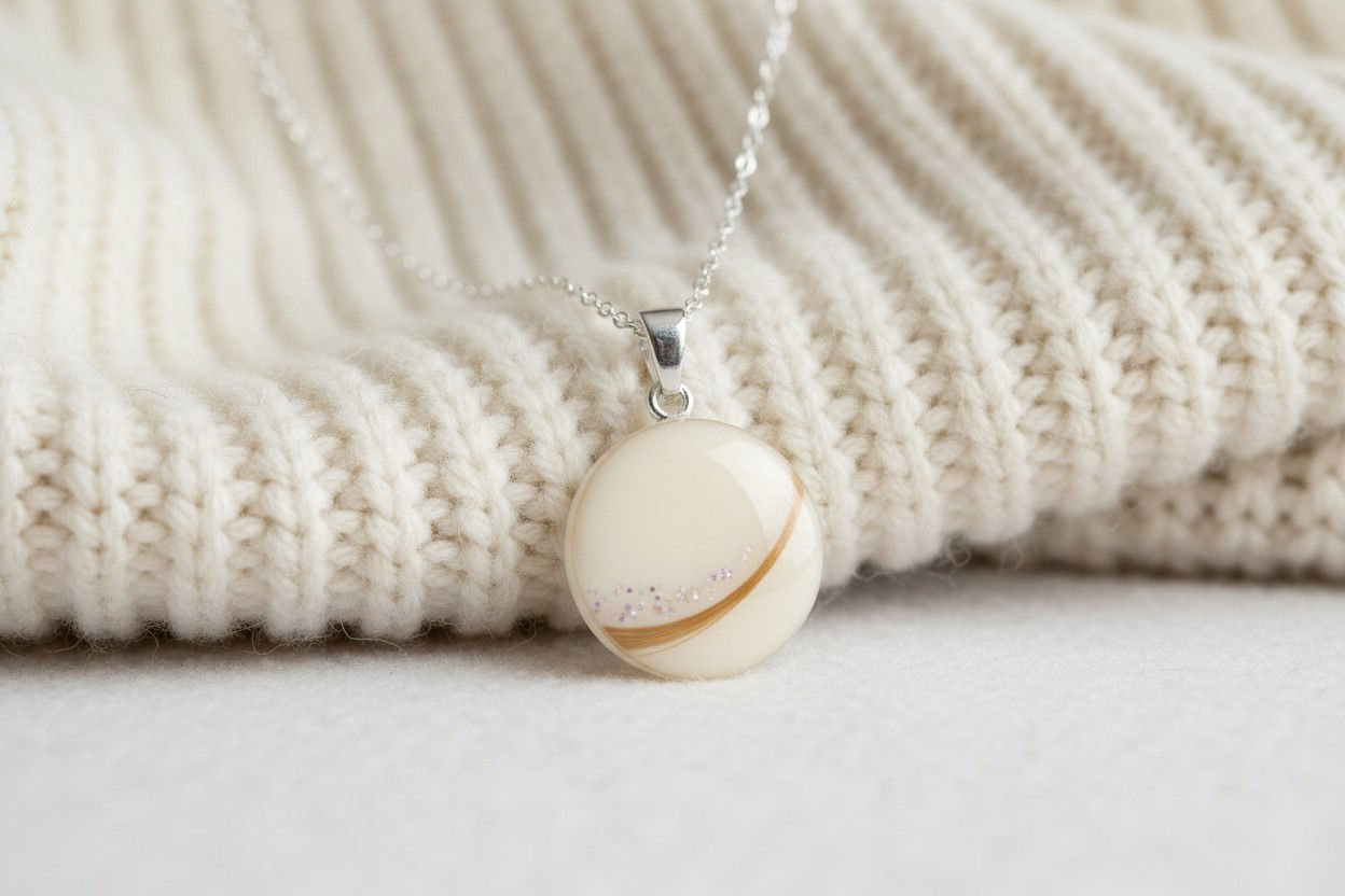 Muttermilchschmuck 925er Halskette Danilo mit Baby Haarstreifen